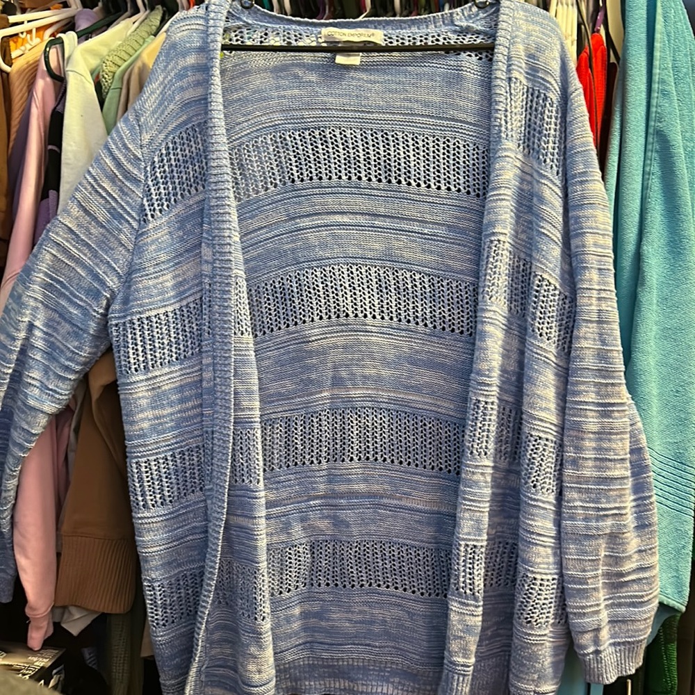 Cotton Emporium- blue n white cardigan
